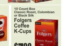 Food Universe 10 Count Box Classic Roast, Colombian or Black Silk Folgers Coffee K-Cups offer