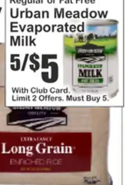 Key Food Regular or Fat Free Urban Meadow Evaporated Milk offer