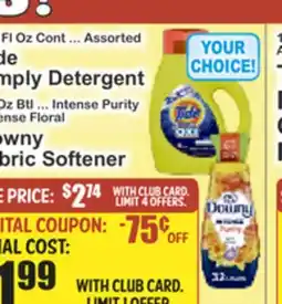 Key Food Simply Detergent 101 FL Oz Cont ... Assorted Tide 52 Oz Btl ... Intense Purity Downy Fabric Softener offer