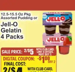 Key Food 12.5-15.5 Oz Pkg Assorted Pudding or Jell-O Gelatin 4 Packs offer