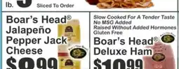 Key Food Boar's Head Jalapeño Pepper Jack Cheese, Boar's Head Deluxe Ham offer