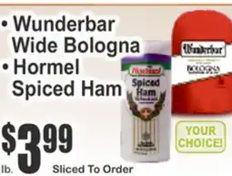 Key Food • Wunderbar Wide Bologna • Hormel Spiced Ham offer