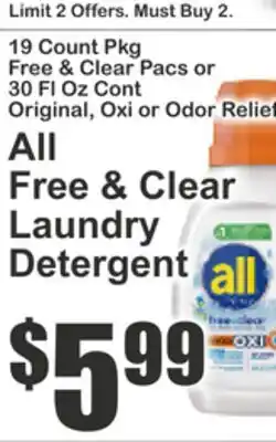 Key Food All Free & Clear Laundry Detergent offer