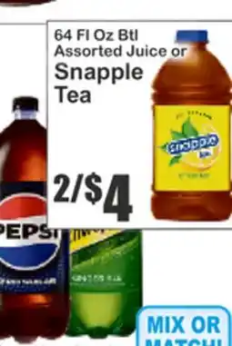 Key Food 64 Fl Oz Btl Assorted Juice or Snapple Tea offer