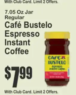 Key Food 7.05 Oz Jar Regular Café Bustelo Espresso Instant Coffee offer
