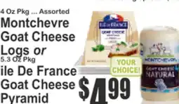 Key Food Montchevre Goat Cheese Logs or Ile De France Goat Cheese Pyramid offer