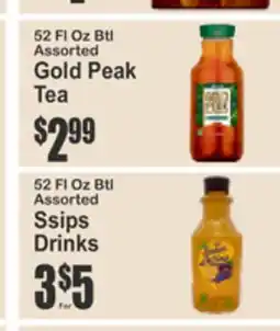 Almonte's Food Dynasty Marketplace 52 Fl Oz Btl Assorted Gold Peak Tea, 52 Fl Oz Btl Assorted Ssips Drinks offer