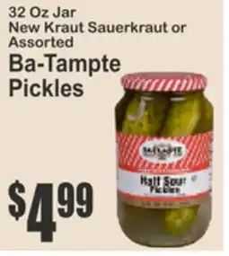 Almonte's Food Dynasty Marketplace 32 Oz Jar New Kraut Sauerkraut or Assorted Ba-Tampte Pickles offer