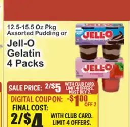 Almonte's Food Dynasty Marketplace 12.5-15.5 Oz Pkg Assorted Pudding or Jell-O Gelatin 4 Packs offer