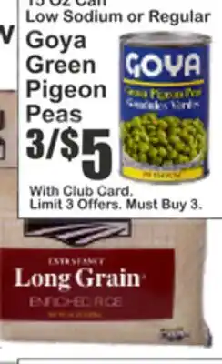 Almonte's Food Dynasty Marketplace 15 Oz Can Low Sodium or Regular Goya Green Pigeon Peas offer
