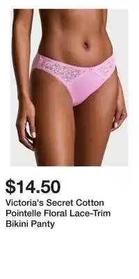 Victoria's Secret Victoria's Secret Cotton Pointelle Floral Lace-Trim Bikini Panty offer