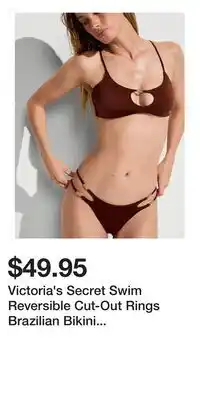 Victoria's Secret Victoria's Secret Swim Reversible Cut-Out Rings Brazilian Bikini Bottom offer