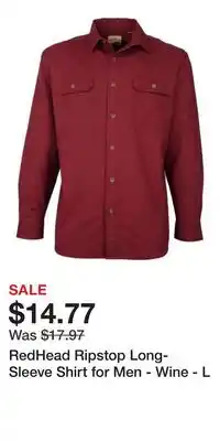 Cabela's RedHead Ripstop Long-Sleeve Shirt for Men - Wine - L offer