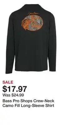 Cabela's Bass Pro Shops Crew-Neck Camo Fill Long-Sleeve Shirt offer