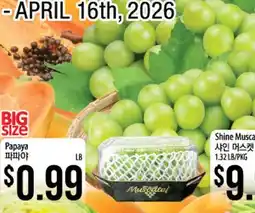 Hmart Papaya, Shine Muscat offer