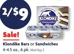 Family Dollar Klondike Bars or Sandwiches offer