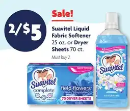 Family Dollar Suavitel Liquid Fabric Softener 25 oz. or Dryer Sheets 70 ct offer