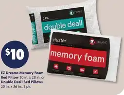 Family Dollar EZ Dreams Memory Foam Bed Pillow 20 in. x 28 in. or Double Deal! Bed Pillows 20 in. x 26 in., 2 pk offer