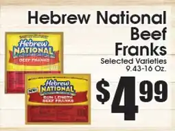 Supremo Foods Inc Hebrew National Beef Franks offer