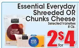 Supremo Foods Inc Essential Everyday Shreeded OR Chunks Cheese offer
