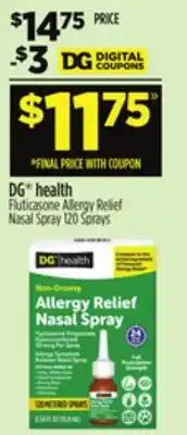 Dollar General DG health Fluticasone Allergy Relief Nasal Spray offer
