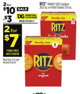 Dollar General RITZ FAMILY SIZE Crackers 20.5 oz. or Fresh Stacks 17.8 oz offer