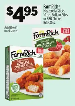 Dollar General FarmRich Mozzarella Sticks 10 oz., Buffalo Bites or BBQ Chicken Bites 8 oz offer