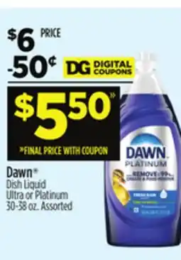 Dollar General Dawn Dish Liquid Ultra or Platinum offer