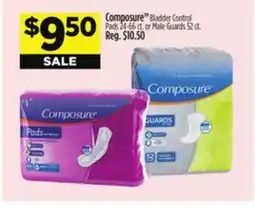 Dollar General Composure Bladder Control Pads 24-66 ct. or Male Guards 52 ct offer