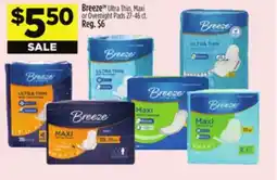 Dollar General Breeze Ultra Thin, Maxi or Overnight Pads offer