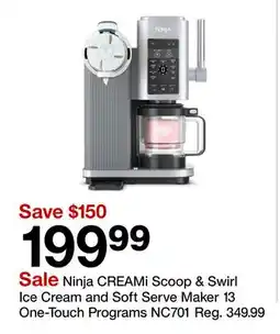 Target Ninja CREAMi Scoop & Swirl Ice Cream and Soft Serve Maker 13 One-Touch Programs offer