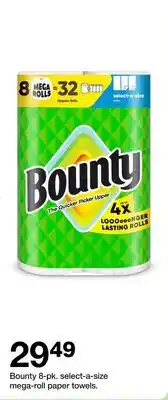 Target Bounty 8-pk. select-a-size mega-roll paper towels offer