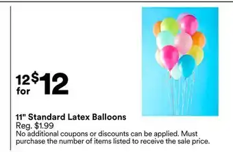 Michaels 11 Standard latex Balloons offer