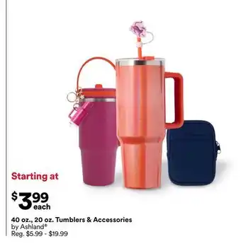 Michaels 40 oz., 20 oz. Tumblers & Accessories by Ashland offer