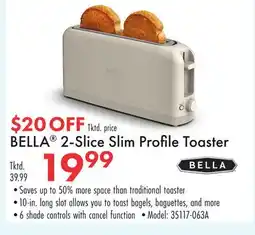 Boscov's BELLA 2-Slice Slim Profile Toaster offer