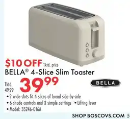 Boscov's BELLA 4-Slice Slim Toaster offer