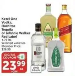 Albertsons Ketel One Vodka, Hornitos Tequila or Johnnie Walker Red Label offer