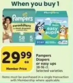 Albertsons Pampers Diapers or easy ups offer