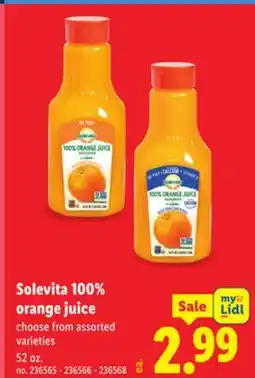 Lidl Solevita 100% orange juice offer