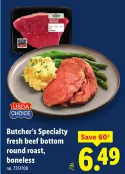 Lidl Butcher's Specialty fresh beef bottom round roast boneless offer