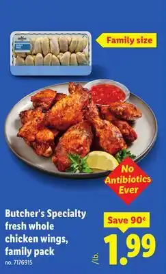 Lidl Butcher's Specialty fresh whole chicken wings, family pack offer