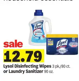 Meijer Lysol Disinfecting Wipes 3 pk./80 ct. or Laundry Sanitizer 90 oz offer