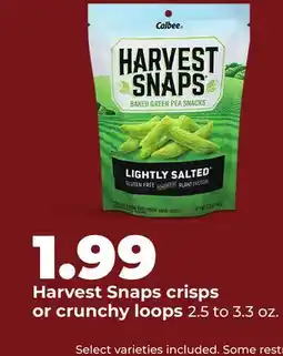 Hy-Vee Harvest Snaps crisps or crunchy loops offer