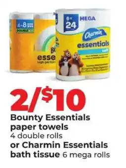 Hy-Vee Bounty Essentials Paper Towels or Charmin Essentials Bath Tissue offer