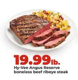 Hy-Vee Hy-Vee Angus Reserve boneless beef ribeye steak offer