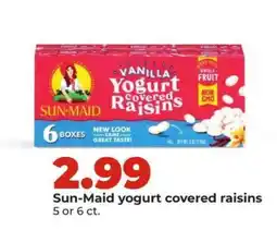 Hy-Vee Sun-Maid yogurt covered raisins offer