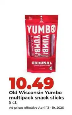Hy-Vee Old Wisconsin Yumbo multipack snack sticks offer