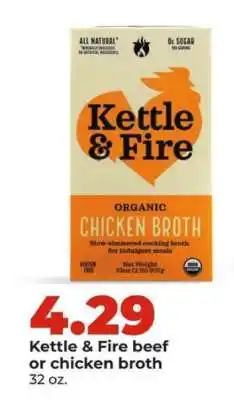 Hy-Vee Kettle & Fire beef or chicken broth offer