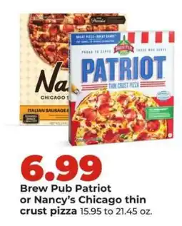 Hy-Vee Brew Pub Patriot or Nancy’s Chicago thin crust pizza offer