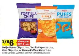 Meijer Meijer Potato Chips, Tortilla Chips, Corn Chips, Cheese Puffs or Curls offer